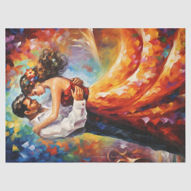 Passionate Embrace Couple Decoupage Tissue Paper (Front)