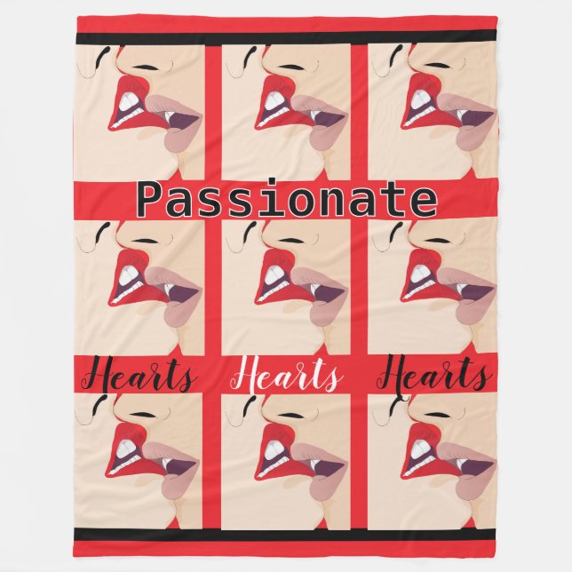 Passionate Hearts Fleece Blanket (Front)
