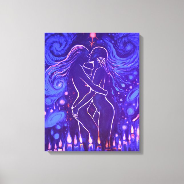 Passionate lesbian kiss  canvas print (Front)