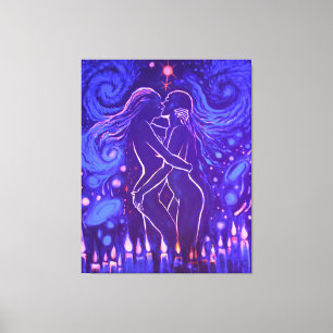 Passionate lesbian kiss  canvas print