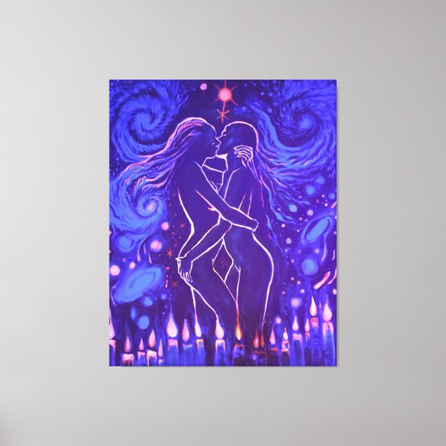 Passionate lesbian kiss  canvas print (Front)