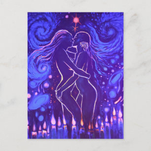 Passionate lesbian kiss   postcard