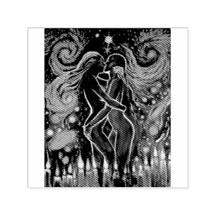 Passionate lesbian kiss self-inking stamp
