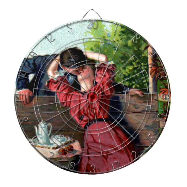 Passionate Lovers Kiss Vintage Image Dart Board (Front)