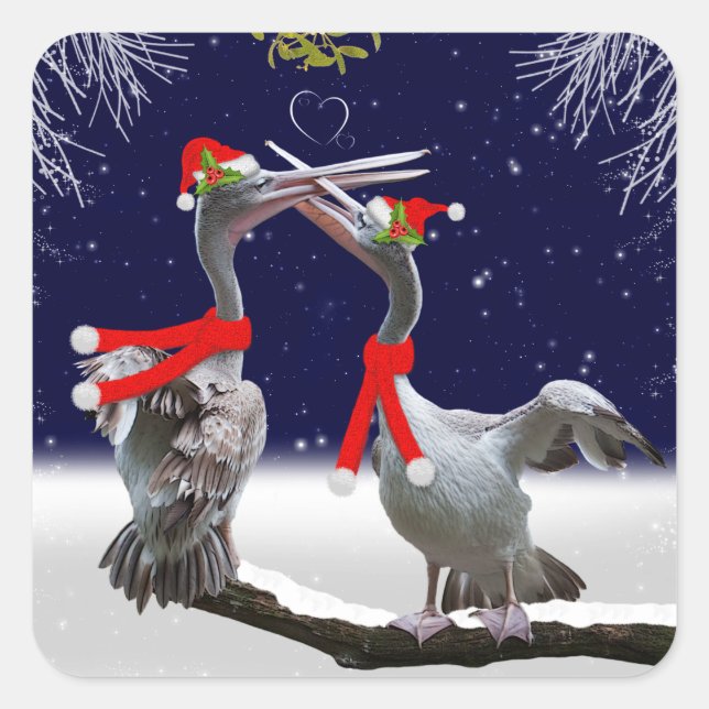 Passionate Pelicans Christmas Sticker (Front)