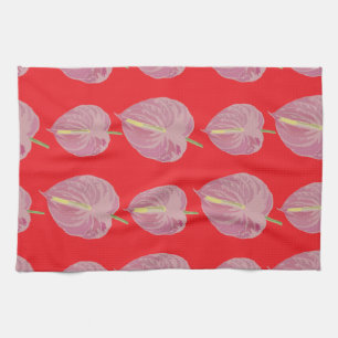 passionate pink anthurium pattern kitchen towel