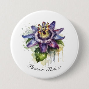 Passionate Purple Passion Flower 3 Inch Round Button