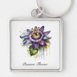 Passionate Purple Passion Flower Keychain