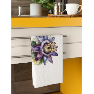 Passionate Purple Passion Flower Kitchen Towel