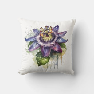 Passionate Purple Passion Flower Throw Pillow