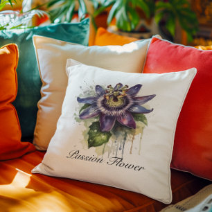 Passionate Purple Passion Flower  Throw Pillow