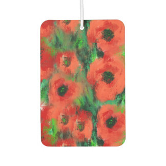 Passionate Red Poppies and Green Foliage Abstract  Air Freshener