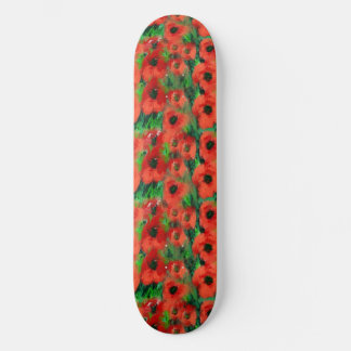 Passionate Red Poppies and Green Foliage Abstract  Skateboard
