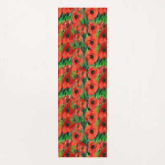 Passionate Red Poppies and Green Foliage Abstract  Yoga Mat