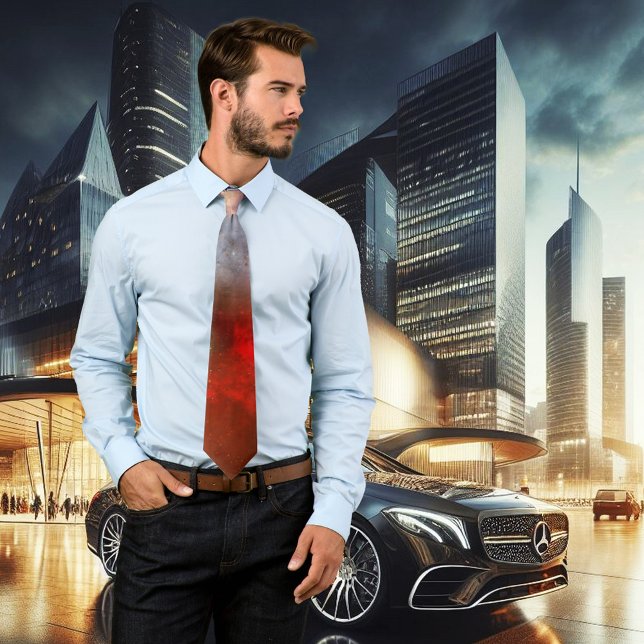 Passionate Red Space Abstract Art Tie (Tie with abstract sci-fi space art inspired by Hubble)
