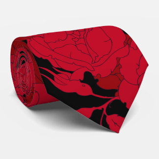 passionate roses, a pattern of red rose flowers tie