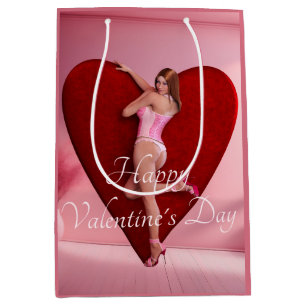 Passionate Valentine’s Day Girl in a Corset Medium Gift Bag