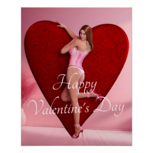 Passionate Valentine’s Day Girl in a Corset Poster