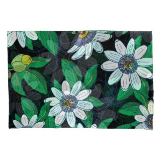 Passionflower Black Background Floral Seamless Pillowcase