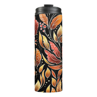 Passionflower Exotic: Black Floral Vintage Thermal Tumbler