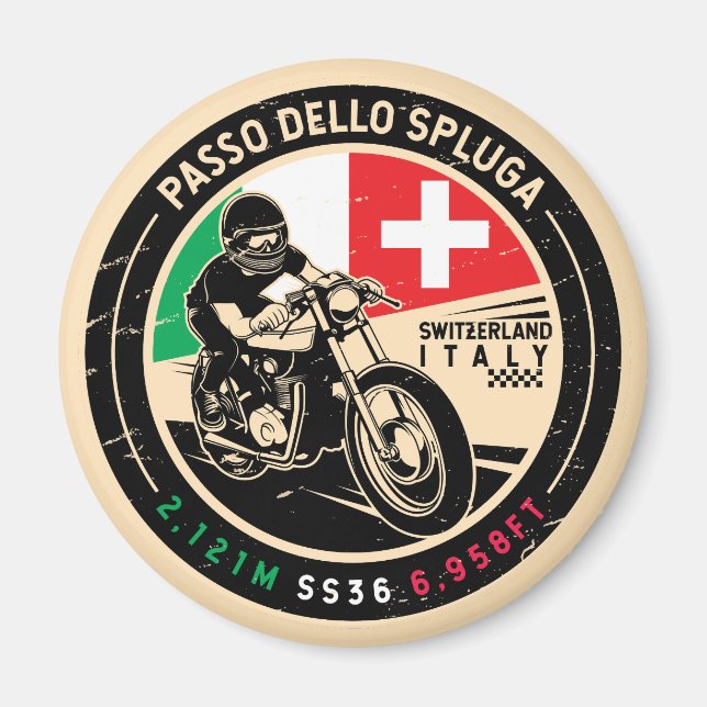 Passo Dello Spluga Italy Switzerland Motorcycle Magnet (Front)