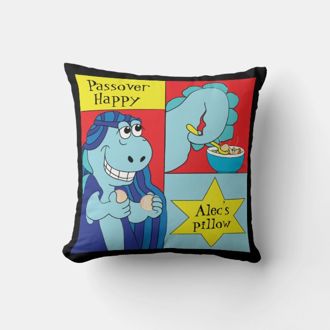 Passover 16/16" Pillow Dinosaur Happy (Front)