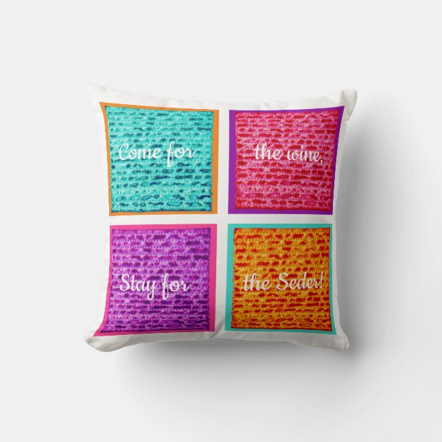 Passover 16 x 16 Colourful Matzah Throw Pillow (Front)