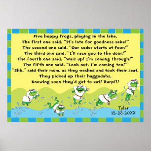 Passover 5 Hoppy Frogs Poster 20 x 24 Matte Finish