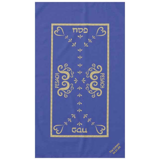 Passover 60/104 Tablecloth "Passover Gold Elegant" (Front)