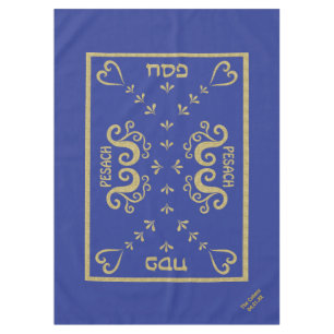 Passover 60/84" Tablecloth "Passover Gold Elegant"