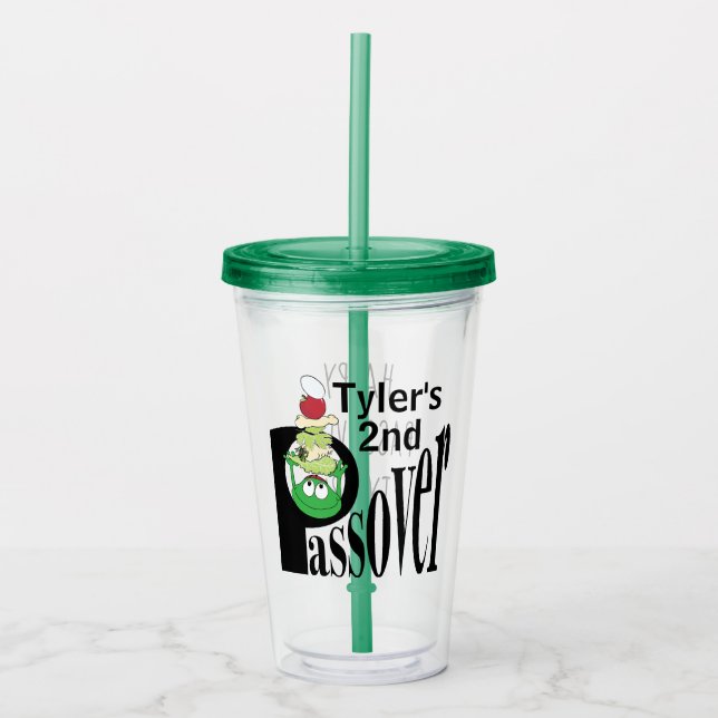 Passover Acrylic Tumbler 16 oz Frog's Seder Plate (Front)