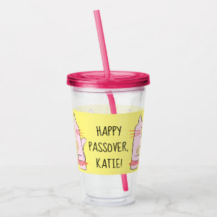 Passover Acrylic Tumbler 16 oz Pink Kitty Cat
