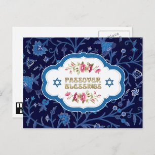 Passover Blessings. Floral Pattern Postcard