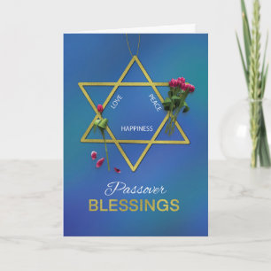 Passover Blessings Star of David Gold Look Card