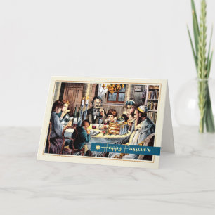 Passover Blessings. Vintage Seder Scene Cards