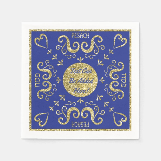 Passover Cocktail Napkins "Gold Elegant" Pattern (Front)