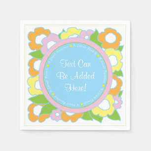 Passover Cocktail Napkins Pastel Flowers Pattern