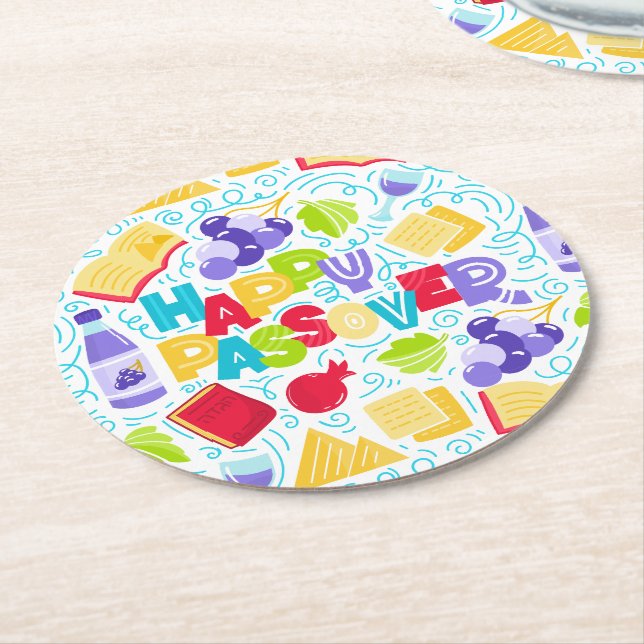 Passover Festive Paper Coaster (Angled)