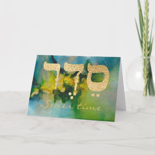 Passover Floral Seder Time Greeting Card (Front)
