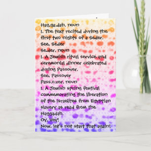 Passover Funny Defines Haggadah Colorful Matzah Card