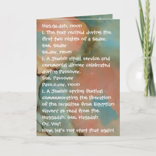 Passover Funny Defines Haggadah Shades of Colors Card