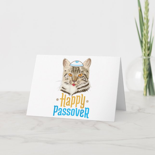 Passover Happy Passover Cat Funny Seder Jewish Thank You Card (Front)