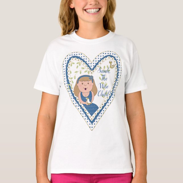 Passover "Heart Wise Child"  Girls' Ruffle T-Shirt (Front)