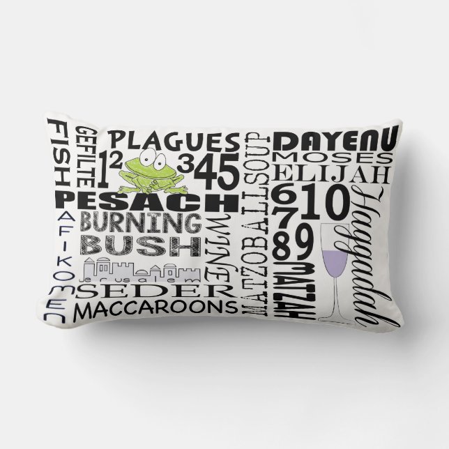 Passover Lumbar Pillow "Dayenu & more..." (Front)