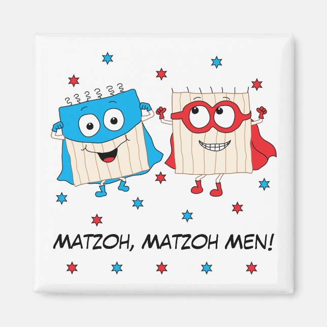 Passover Magnet Square "Matzoh Men" (Front)