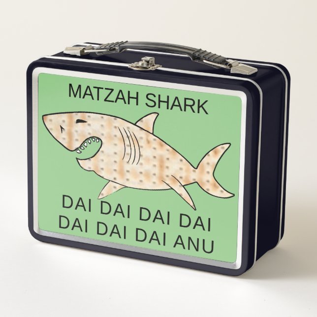 Passover Matzah Shark Dai Anu Metal Lunch Box (Front)