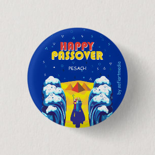 Passover Moses & Israelites' Exodus Pop Art Paint 1 Inch Round Button