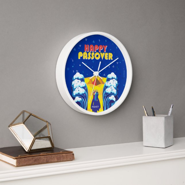 Passover Moses & Israelites' Exodus Pop Art Paint Clock (Office)