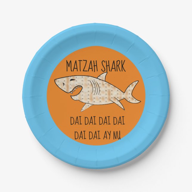 Passover Paper Plate "Matzah Shark" Pattern (Front)