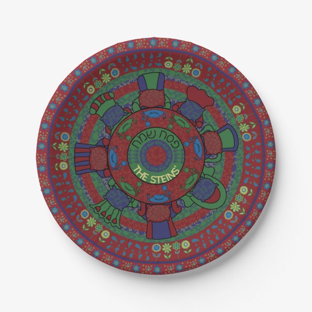 Passover Paper Plate "The Seder Table" Pattern (Front)